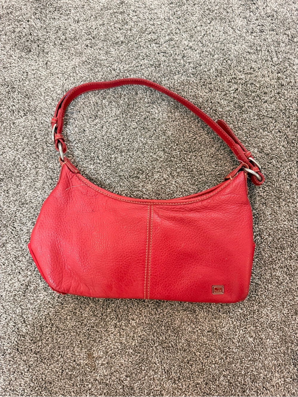 Red Leather Shoulder Bag by Unknown Brand